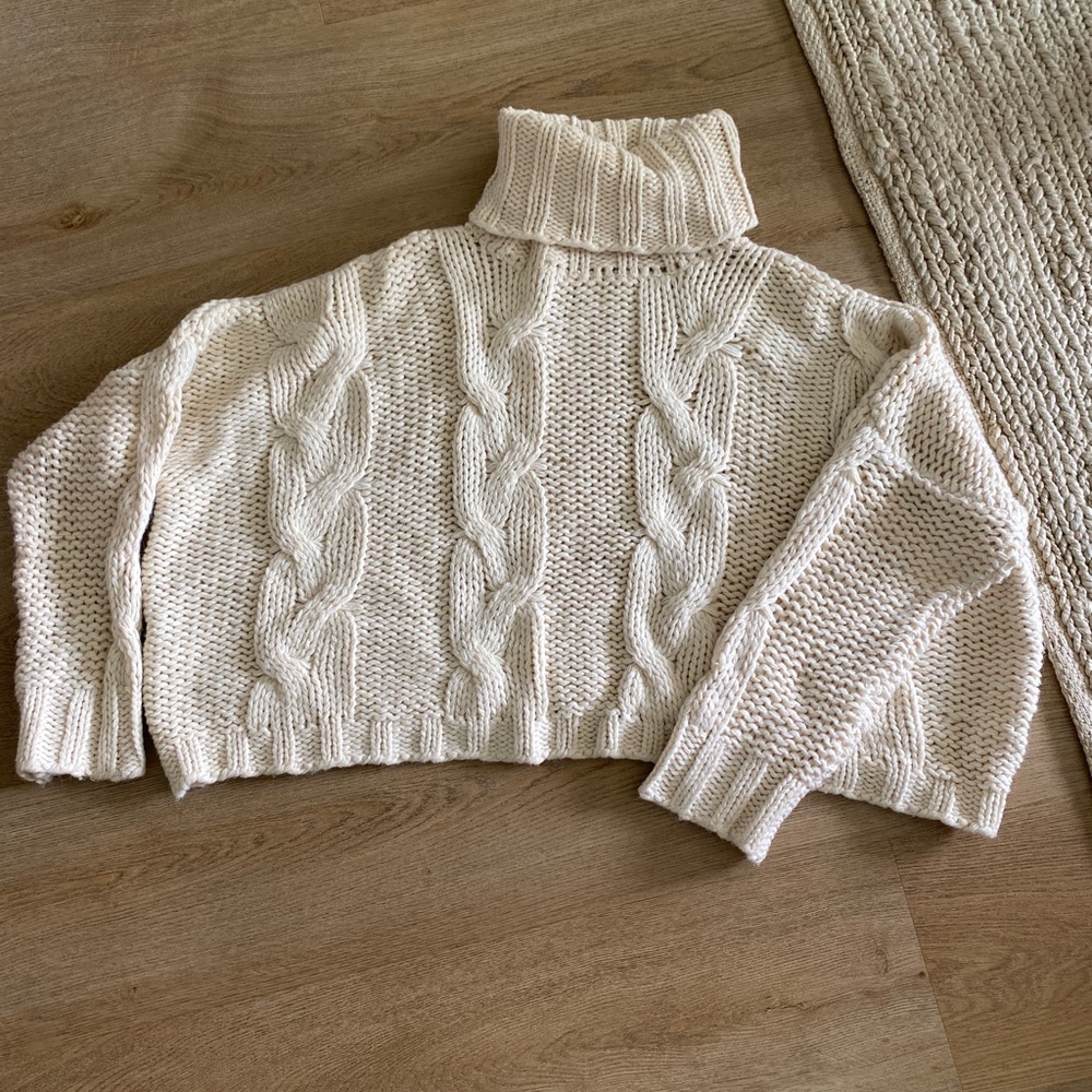 HYFVE Cream Cable Knit Turtleneck Sweater